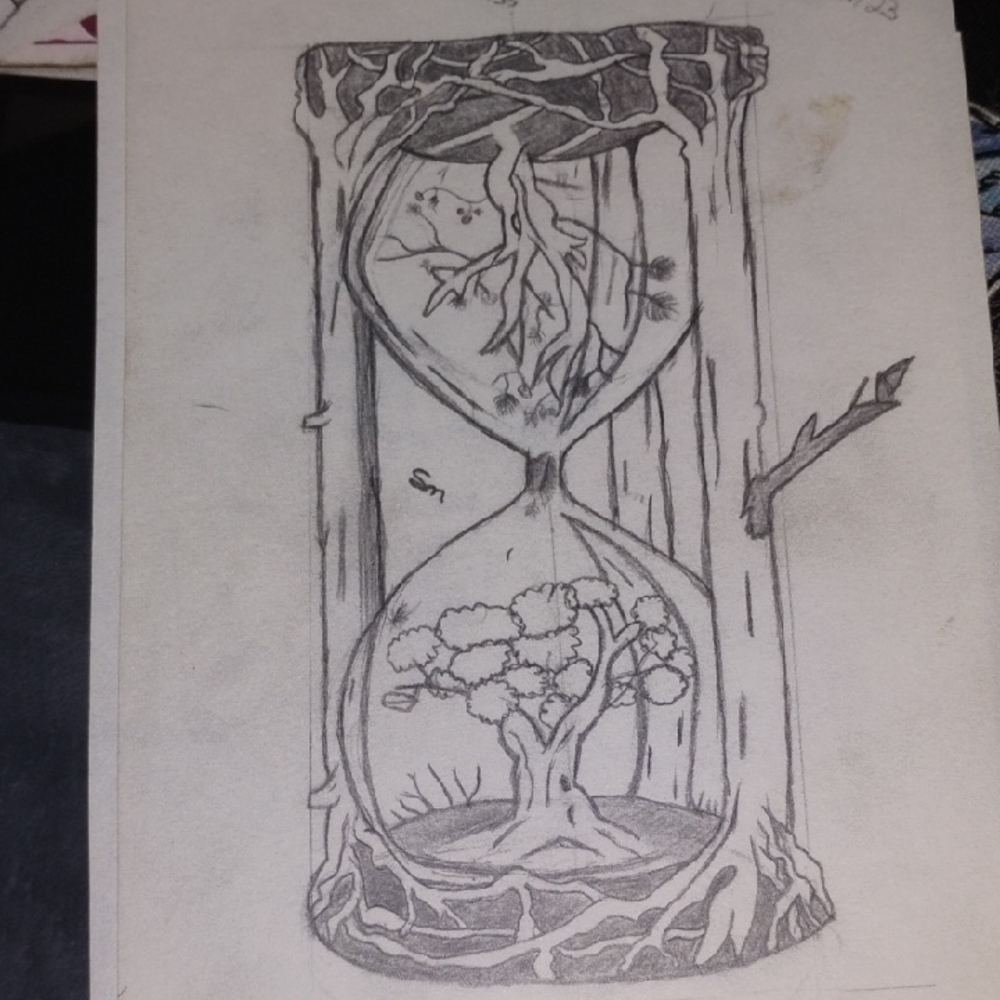 Nature-Inspired Hourglass Sketch Art